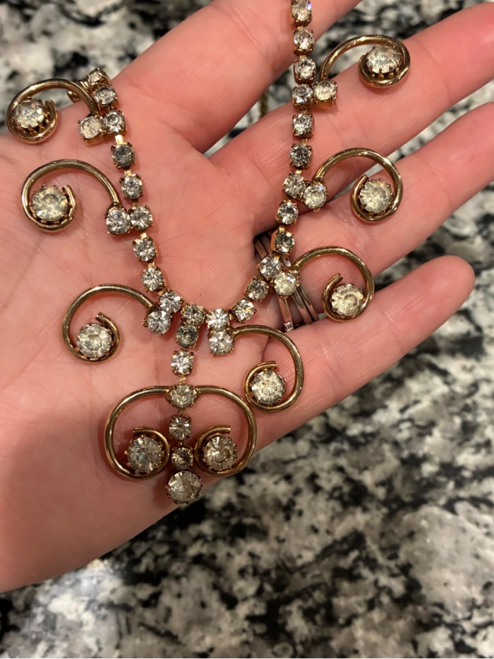 Sarah Coventry Gold-Tone Necklace with Clear Crystals